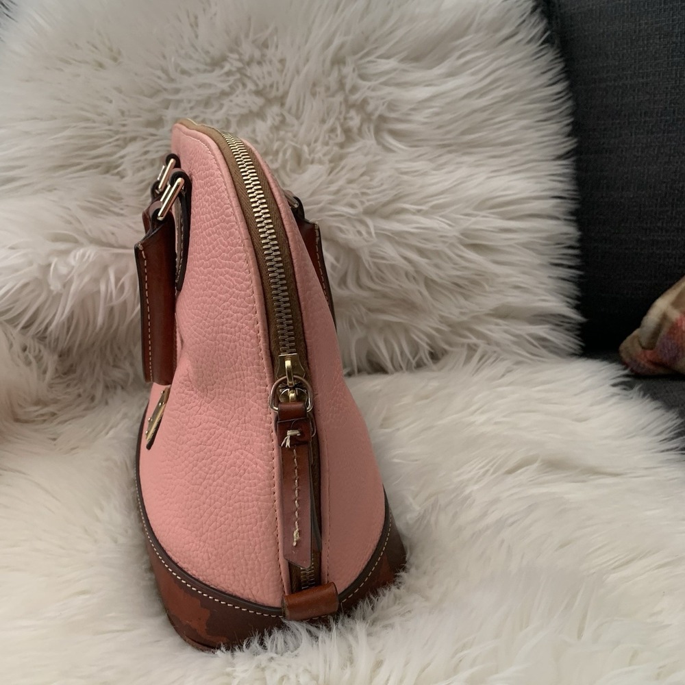 Dooney Bourke Pebble Grain Zip Satchel Leather Handbag Purse Pink READ - Picture 3 of 10